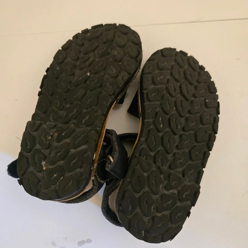 Avarca Menorquina Kids Black Leather Sandals Made in Spain Size 22 Hook and Loop